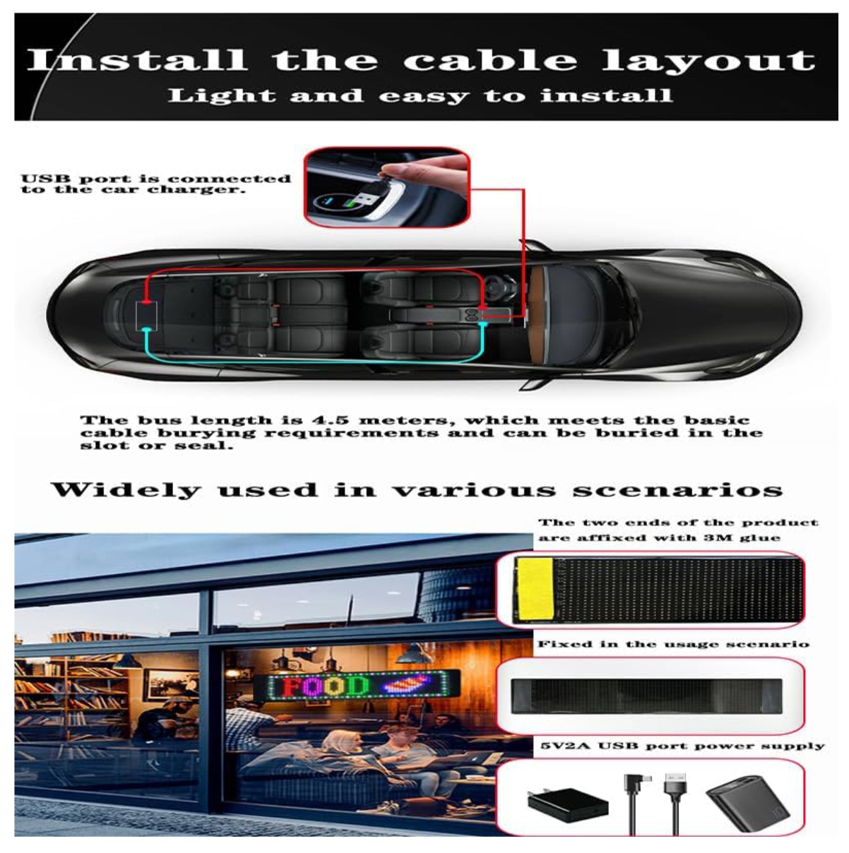 Miniatura 2 de Letrero Led Carro Aviso Flexible 60cm